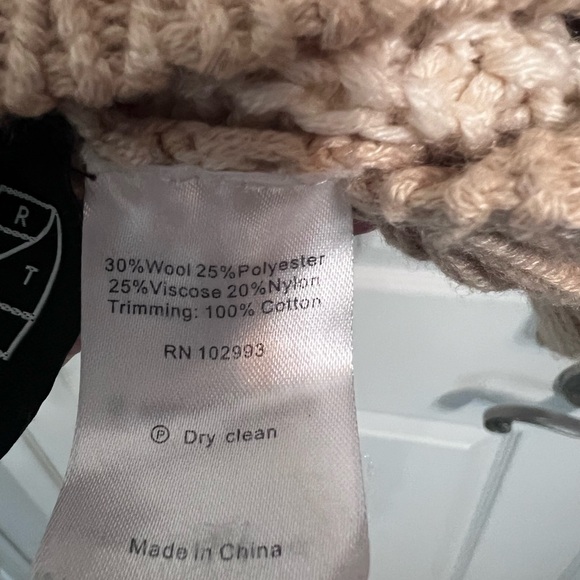 Derek Lam 10 Crosby x RTR Tan and Cream Striped Cowl Neck Sweater, Size M - Picture 6 of 7